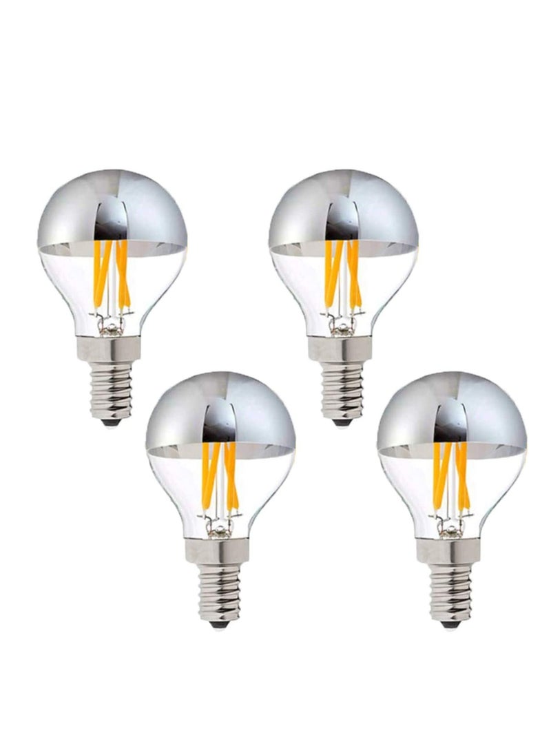 Y&D LED Bulbs 4W Half Chrome Silver Light Bulb G45/G14 E14 Dimmable Tipped Vintage Filament 40W Equivalent Warm White 2700K Decorative Globe Base Bulb(4 Pack)  - Image 1