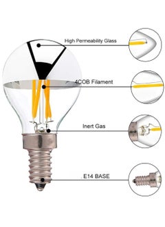 Y&D LED Bulbs 4W Half Chrome Silver Light Bulb G45/G14 E14 Dimmable Tipped Vintage Filament 40W Equivalent Warm White 2700K Decorative Globe Base Bulb(4 Pack)  - Image 5