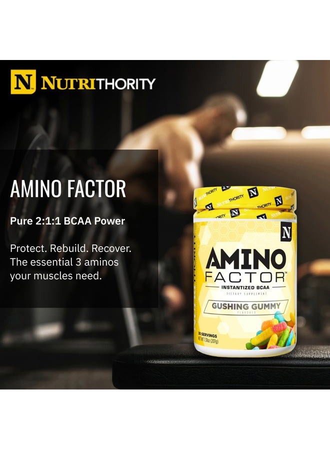 Nutrithority Amino Factor- Instantized 2:1:1 BCAA Supplement to Increase Muscle Protein Synthesis and Speed Recovery… (Gushing Gummy, 30 Servings) - Image 2