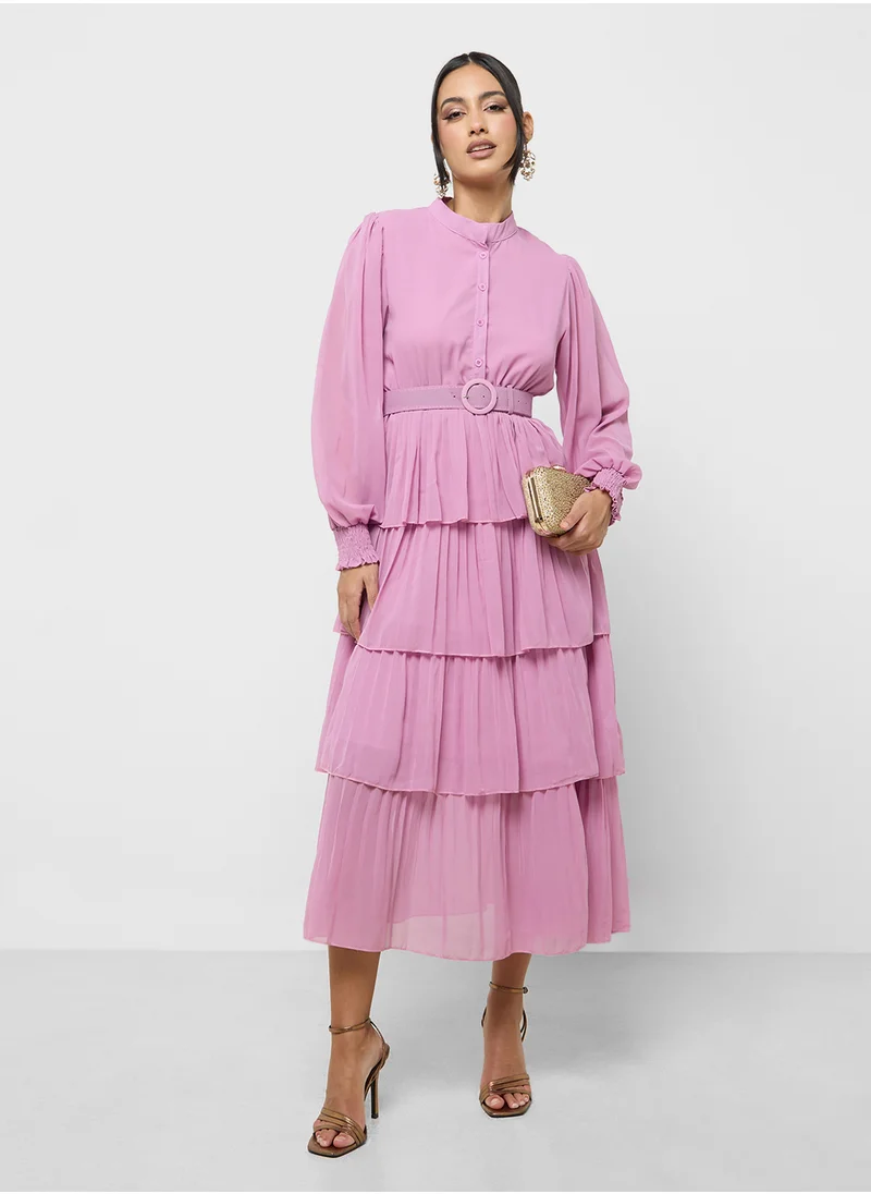 خزانة Puff Sleeve Layered Dress