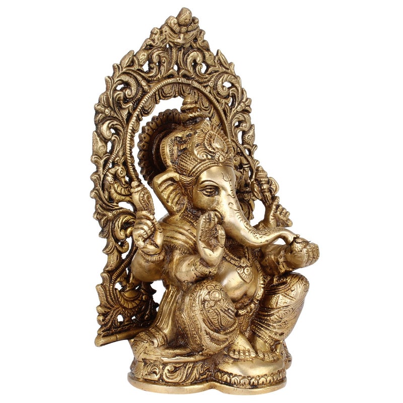 ARTVARKO Brass Ganesh Idol Statue Elephant Murti God Ganesha Vinayak Ganpati Sitting Sculpture Bhagwan Entrance Home Warming Vastu Dcor Height 75 Inch Idol - Image 3