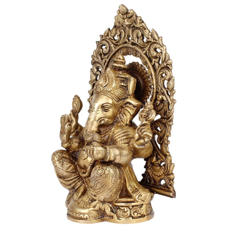 ARTVARKO Brass Ganesh Idol Statue Elephant Murti God Ganesha Vinayak Ganpati Sitting Sculpture Bhagwan Entrance Home Warming Vastu Dcor Height 75 Inch Idol - Image 4