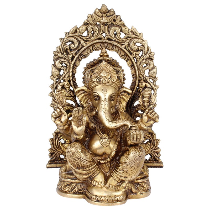 ARTVARKO Brass Ganesh Idol Statue Elephant Murti God Ganesha Vinayak Ganpati Sitting Sculpture Bhagwan Entrance Home Warming Vastu Dcor Height 75 Inch Idol - Image 2