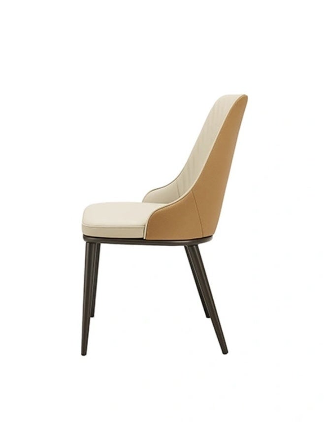 YI ONE Dining Chair – Beige PU Leather Modern Luxury Chair with Sleek Metal Legs for Dining Room & Home - Image 5