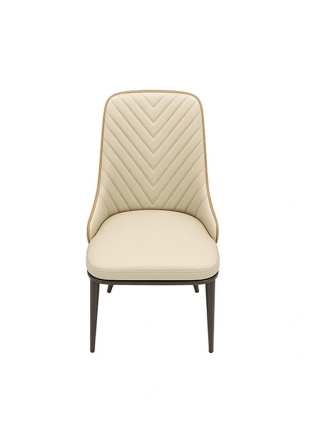YI ONE Dining Chair – Beige PU Leather Modern Luxury Chair with Sleek Metal Legs for Dining Room & Home - Image 3