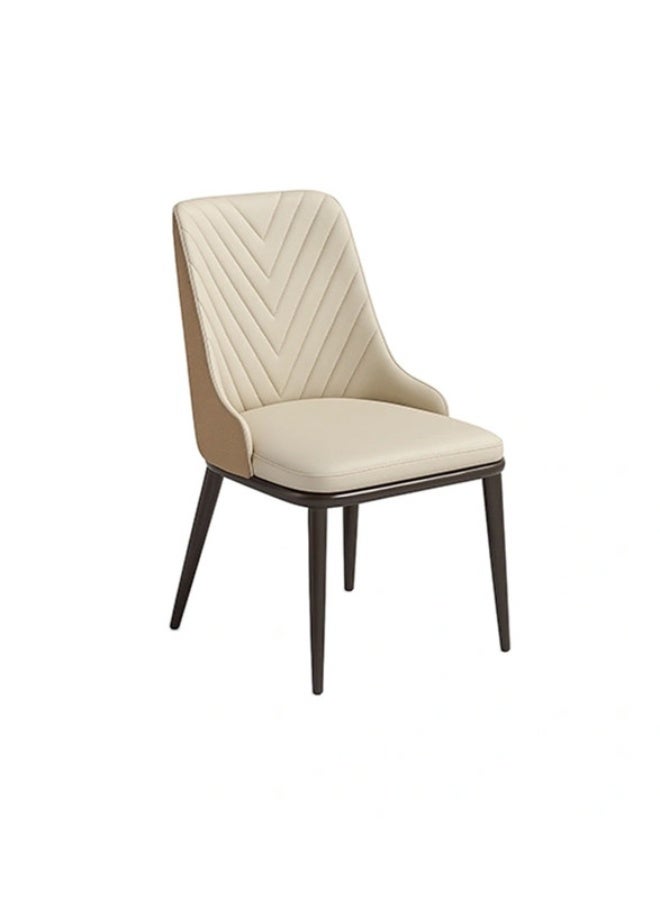 YI ONE Dining Chair – Beige PU Leather Modern Luxury Chair with Sleek Metal Legs for Dining Room & Home - Image 4