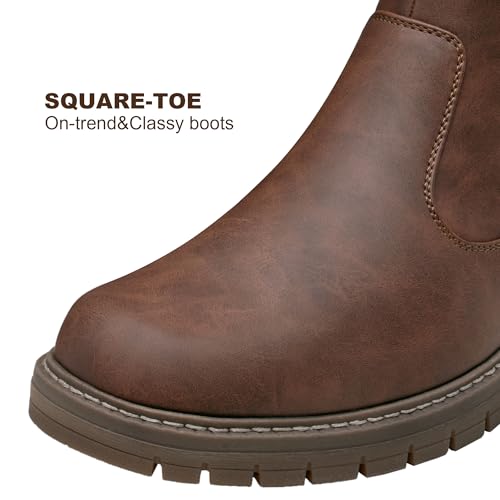 Jousen Mens Boots Retro Chelsea Boots Mens Casual Slip On Boots for Men(AMY8121A brown 10) - Image 4