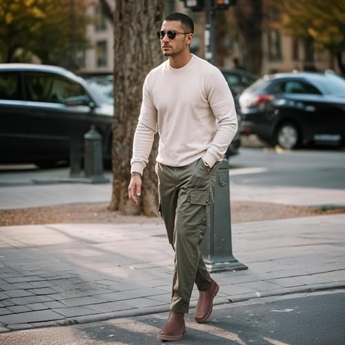 Jousen Mens Boots Retro Chelsea Boots Mens Casual Slip On Boots for Men(AMY8121A brown 10) - Image 2