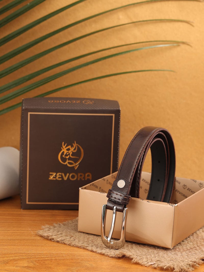 ZEVORA Women Brown Leather Formal Belt - Image 3