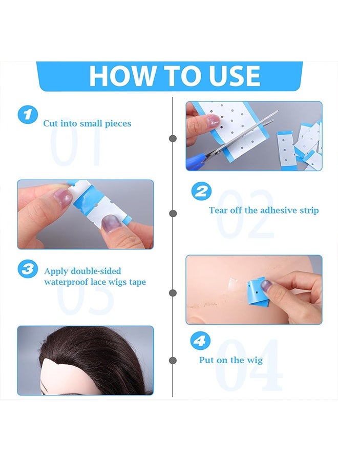 10 أوراق من شرائط لاصقة للشعر المستعار من الدانتيل، مقاومة للماء، مزدوجة الجوانب، مع ثقوب - قماش مطاطي للشعر المستعار ذو قوة تثبيت فائقة - شريط لاصق أزرق للشعر المستعار، جيد التهوية، مناسب للرجال والنساء - Image 3