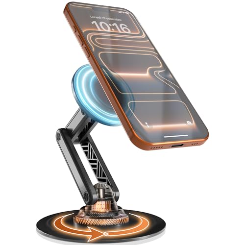 COOPER Mag360 Desktop MagSafe Stand for iPhone 17 Pro Max 1615141312 Magnetic Phone Holder for Desk 360 Rotating Height Adjustable Magnetic Phone Stand for Desk with Metal Ring Black - Image 1