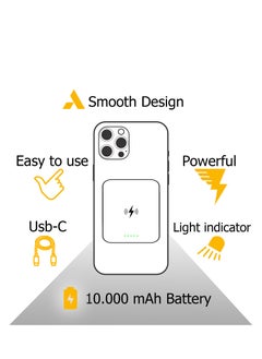 XVersion Magnetic 3-in-1 Power Bank 10000mAh with 15W Wireless Charging, 20W Wired Fast Charging, USB Port, Compact Lightweight Design, Compatible with iPhone 14/13/12 Series, iWatch, AirPods, and Qi Devices  - Image 4