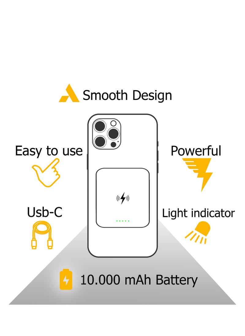 XVersion - Magnetic 3-in-1 Power Bank 10000mAh with 15W Wireless Charging, 20W Wired Fast Charging, USB Port, Compact Lightweight Design, Compatible with iPhone 14/13/12 Series, iWatch, AirPods, and Qi Devices - Image 1