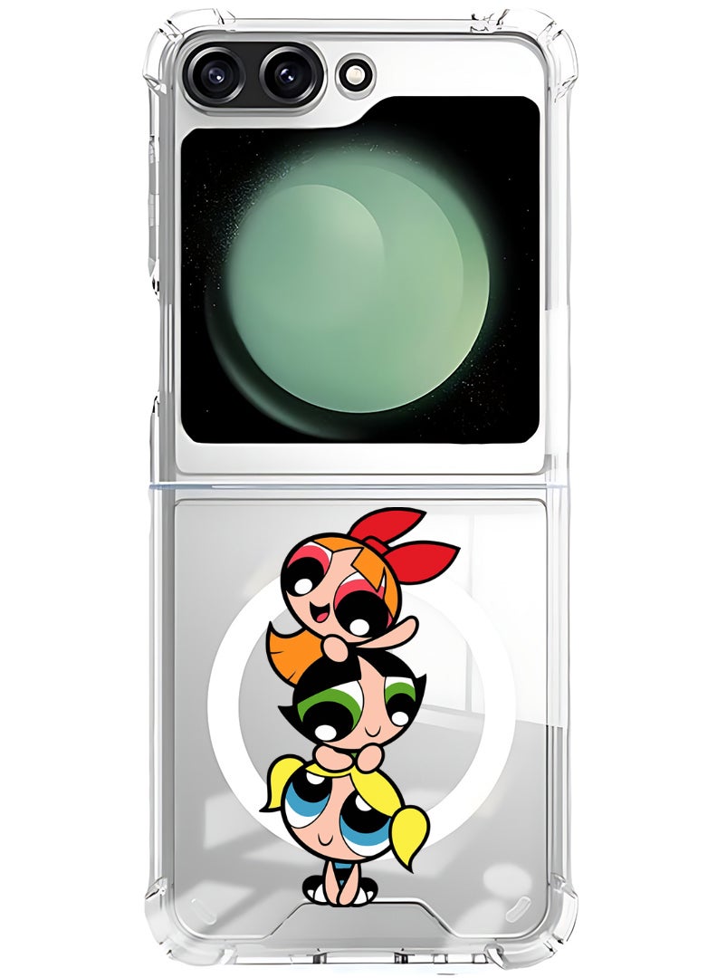 Theodor Magnetic Case for Samsung Galaxy Z Flip 6 Compatible with MagSafe Wireless Charging, Shockproof Phone Bumper Cover Powerpuff - Image 1