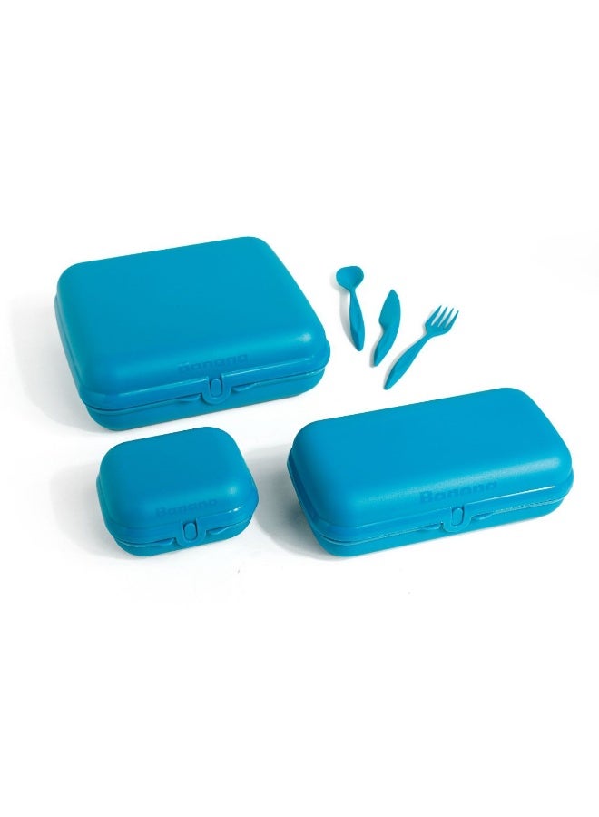 Banana Easy Lock Lunch Box Set with Three Different Sizes Airtight Food Containers with Plastic Cutlery for School Work and Travel Hn  - Image 4