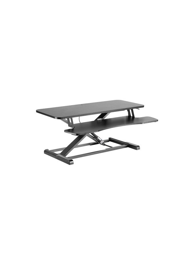 Newstar DWS34-02 Sit-Stand Desk Converter, 950×400mm Worktop, Height Adjustable 115-500mm Desk Riser with 945×300mm Keyboard Tray, Supports up to 15kg, Ergonomic Standing Desk Workstation for Home & Office - Image 1