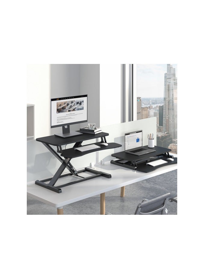 Newstar DWS34-02 Sit-Stand Desk Converter, 950×400mm Worktop, Height Adjustable 115-500mm Desk Riser with 945×300mm Keyboard Tray, Supports up to 15kg, Ergonomic Standing Desk Workstation for Home & Office - Image 2