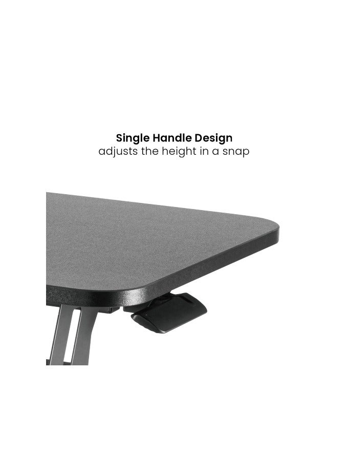 Newstar DWS34-02 Sit-Stand Desk Converter, 950×400mm Worktop, Height Adjustable 115-500mm Desk Riser with 945×300mm Keyboard Tray, Supports up to 15kg, Ergonomic Standing Desk Workstation for Home & Office - Image 3