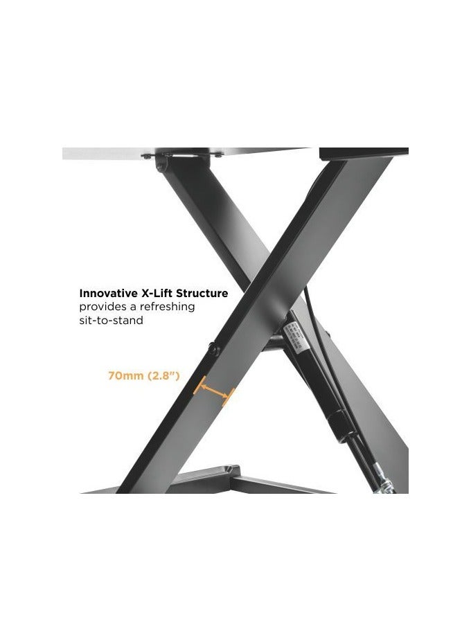 Newstar DWS34-02 Sit-Stand Desk Converter, 950×400mm Worktop, Height Adjustable 115-500mm Desk Riser with 945×300mm Keyboard Tray, Supports up to 15kg, Ergonomic Standing Desk Workstation for Home & Office - Image 5