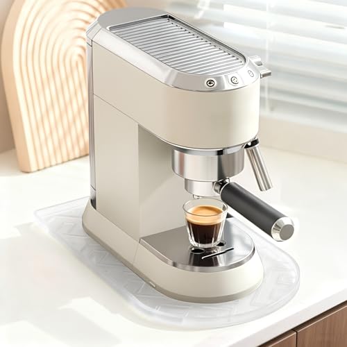 KVRG Silicone Coffee Mat,15.8"x 7.8"in Bar Mat for Countertop,Heat-Resistant,Non-Slip,Leak-Proof,Fit for Coffee Maker/Espresso Machine-Translucent - Image 1