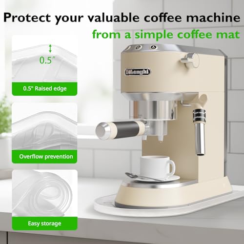 KVRG Silicone Coffee Mat,15.8"x 7.8"in Bar Mat for Countertop,Heat-Resistant,Non-Slip,Leak-Proof,Fit for Coffee Maker/Espresso Machine-Translucent - Image 4