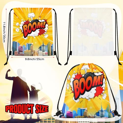 Kajaia Hero Party Favors Bags Comic Heroes Drawstring Backpacks Goodie Candy Gift Bags for Birthday Party Supplies(18 Pcs) - Image 3