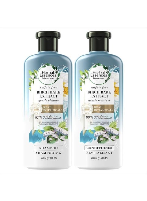 , Sulfate Free Shampoo and Conditioner Kit, With Natural Source Ingredients, BioRenew Birch Bark Extract, Color Safe, 13.5 & 12.2 fl oz, Kit