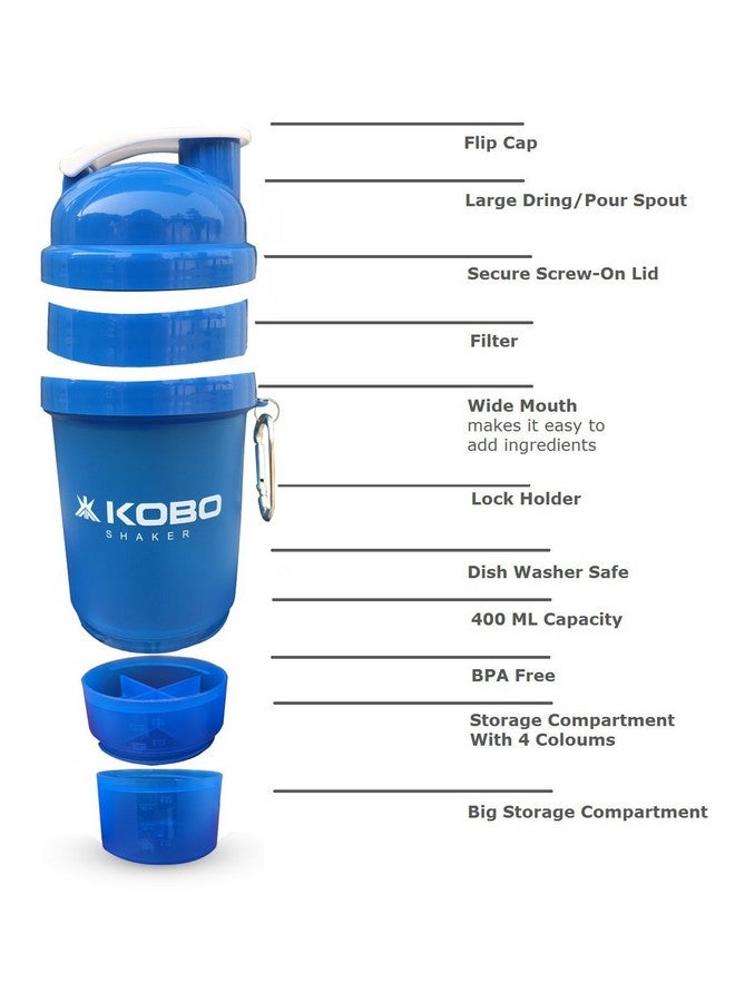 Kobo Kobo Shaker Sipper Bottle 400 ml with 2 Compartment (Imported)  - Image 3