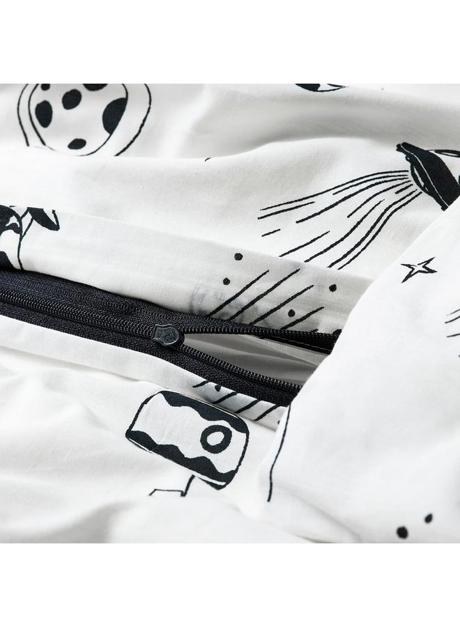 erorex Duvet cover and pillowcase, space white/black, 150x200/50x80 cm - Image 4