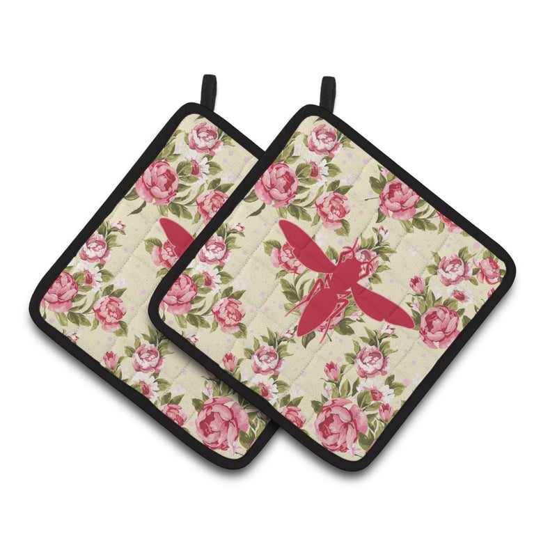 Caroline's Treasures ""Caroline's Treasures Yellow Jacket Shabby Chic Yellow Roses Pair of Pot Holders BB1053-RS-YW-PTHD  7.5HX7.5W  Multicolor"" 