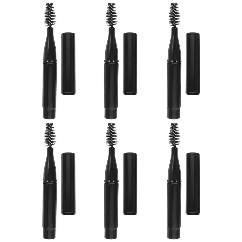 6 Mini Lash Brushes With Cap Short Handle Eyelash Applicators Black Spiral Mascara Wands For Eye Makeup Travel Use - Image 2