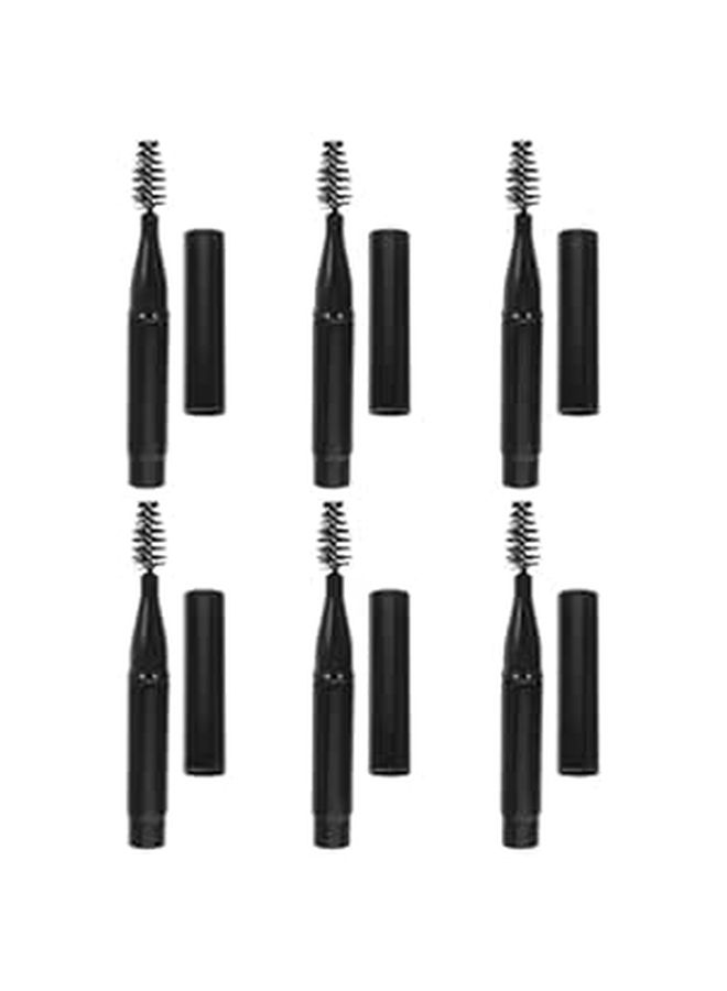 6 Mini Lash Brushes With Cap Short Handle Eyelash Applicators Black Spiral Mascara Wands For Eye Makeup Travel Use - Image 1