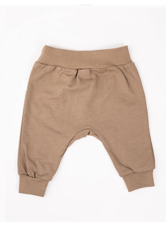 Generic Baby Pants 2-Pack – Premium Cotton Footed Trousers with Soft Waistband & Cuffs, Diaper-Friendly, Hypoallergenic – Beige  - Image 2