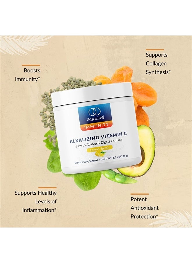 EquiLife - Alkalizing Vitamin C, Powdered Immune Support Daily Supplement, Rich in Calcium, Magnesium, & Potassium, May Help Boost Energy, Promotes Natural Moisture in Skin, Easy-to-Use (8.3 oz)