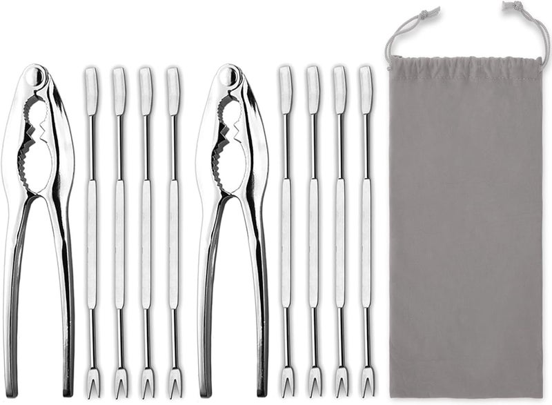 Hiware Lobster Crackers and Picks Set, 10-Piece Crab Leg Cracker Tools - Stainless Steel Seafood Crackers & Forks Nut Cracker Set - Dishwasher Safe - Image 1