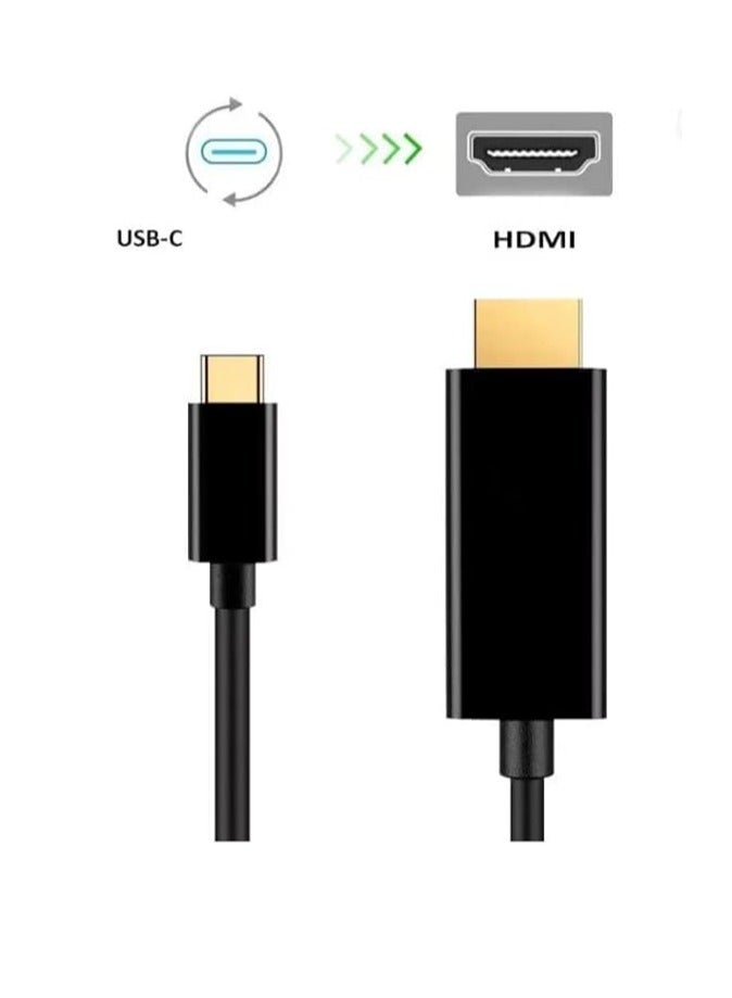 كيندكس كابل محول من النوع C إلى HDMI بدقة 4K من Keendex KX 2451، 1.8 متر - أسود - Image 2