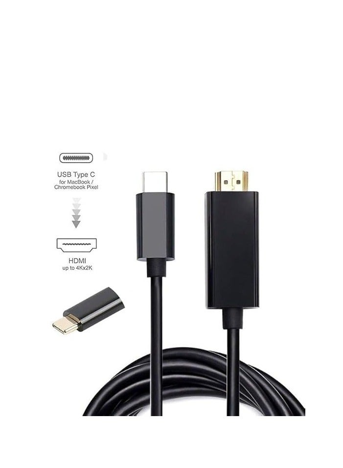 كيندكس كابل محول من النوع C إلى HDMI بدقة 4K من Keendex KX 2451، 1.8 متر - أسود - Image 3