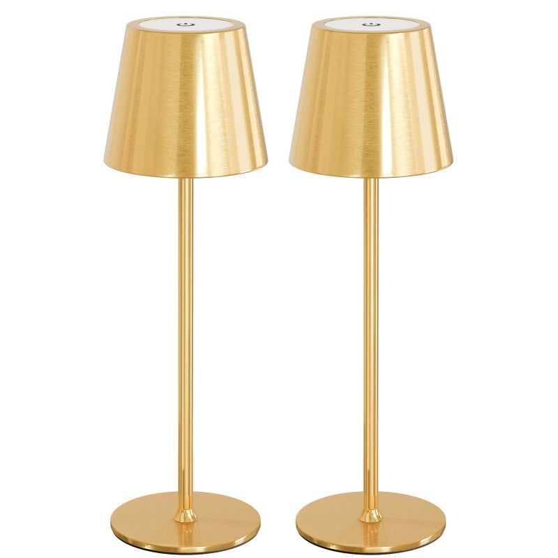 uuffoo 2 Pack Cordless Table Lamp Rechargeable 5000mAH Battery Operated Lights Touch Control LED Portable Desk Lamps 3 Color Dimming for Outdoor Coffee Bedroom Kitchen Gold - Image 2