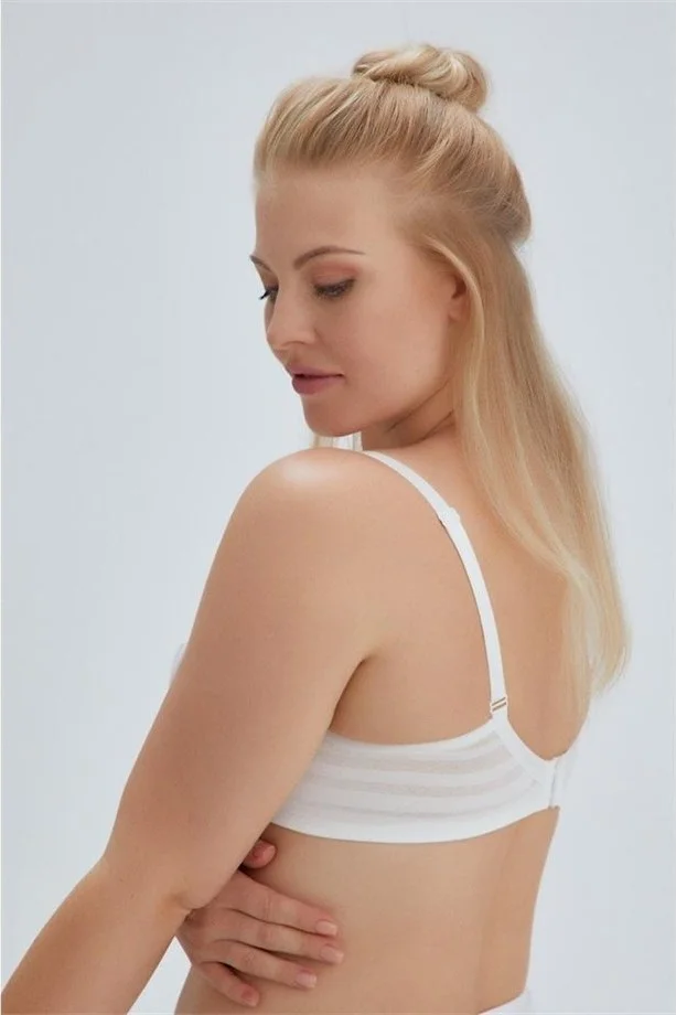 ايروس ERSK340 Hanna Underwire Gathering Striped Single Bra - Ecru