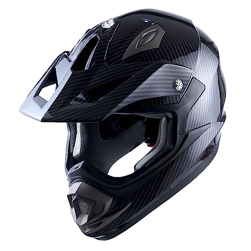 1Storm Adult Motocross Helmet Off Road MX BMX ATV Dirt Bike Mechanic HGXP14B Carbon Fiber Black - Image 2
