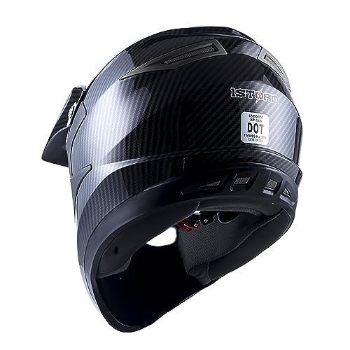 1Storm Adult Motocross Helmet Off Road MX BMX ATV Dirt Bike Mechanic HGXP14B Carbon Fiber Black - Image 5