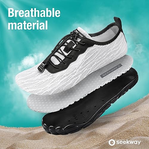 SEEKWAY Water Shoes Quick-Dry Barefoot Sports Aqua Beach Pool Swimming River Lake Hiking Kayaking Surfing Men Women AB004 White SP001 - Image 3