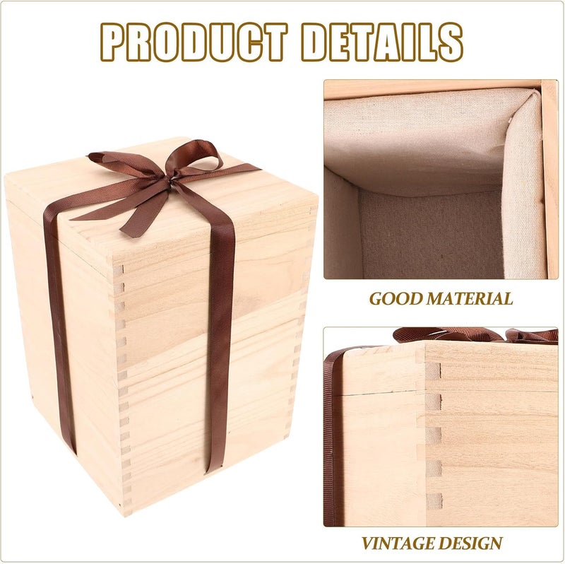 Non sticky surface SHINEOFI Vintage Wooden Teacup Display Box Handmade Decorative Wooden Case Keepsake Storage for Porcelain Tea Cup with Lid Packaging for Home and Tea Storage Wide usage compatibility - Image 3