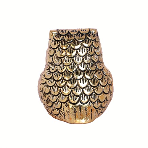 KridayKraft Vintage Metal Owl Action Showpiece And Paper Weight Metal Handicraft Idol For Home Decor And Office.,8 Cm,9 Cm,Gold - Image 5