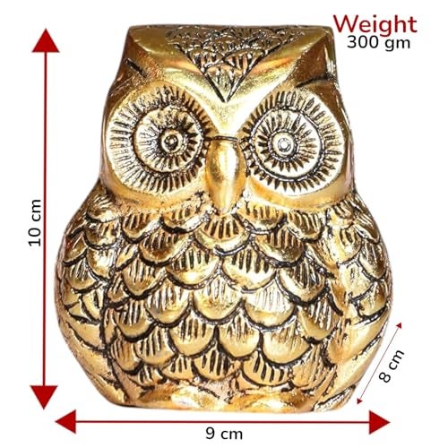 KridayKraft Vintage Metal Owl Action Showpiece And Paper Weight Metal Handicraft Idol For Home Decor And Office.,8 Cm,9 Cm,Gold - Image 2