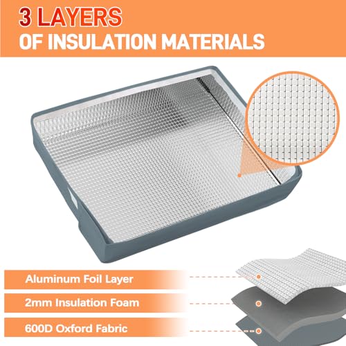 TOHONFOO AC Covers for Inside 25"W x 17"H x 3.5"D, Windproof and Waterproof 3 Layers Insulation Air Conditioner Covers for Window Units with Aluminum Foil and 2mm Foam, Grey - Image 3