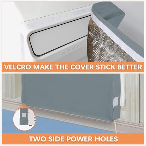 TOHONFOO AC Covers for Inside 25"W x 17"H x 3.5"D, Windproof and Waterproof 3 Layers Insulation Air Conditioner Covers for Window Units with Aluminum Foil and 2mm Foam, Grey - Image 4