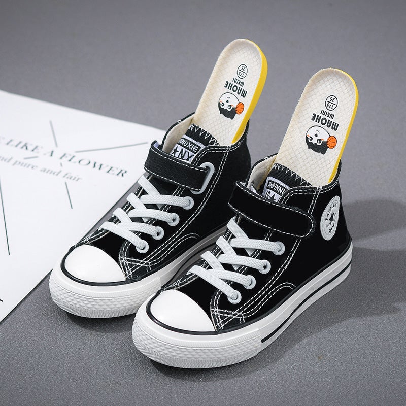Children's Canvas Shoes, Girls' Shoes, Boys' White Shoes, 2025 Spring and Autum New High-Top Sneakers, Baby Cloth Shoes, Trendy - Image 3
