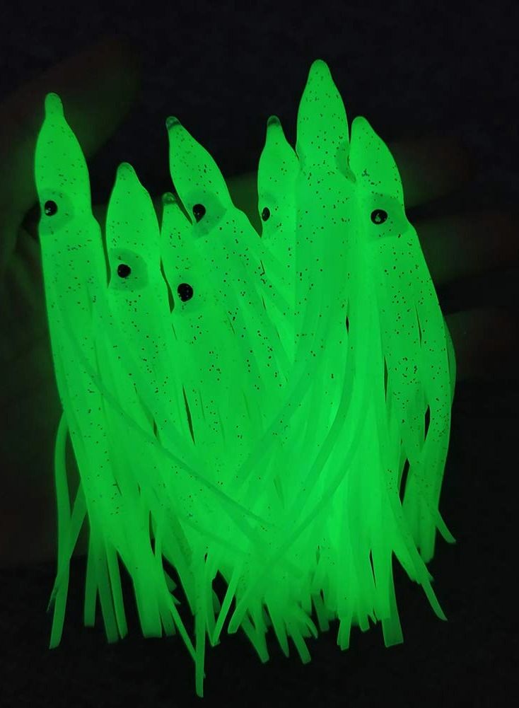 Excefore جوارب السكويد لصيد السمك المتوهجة طُعم لامع للأخطبوط طُعم صيد بلاستيك ناعم لصيد الباس والسلمون والتروت، 9 سم/3.54 بوصة، عبوة من 10 - Image 2