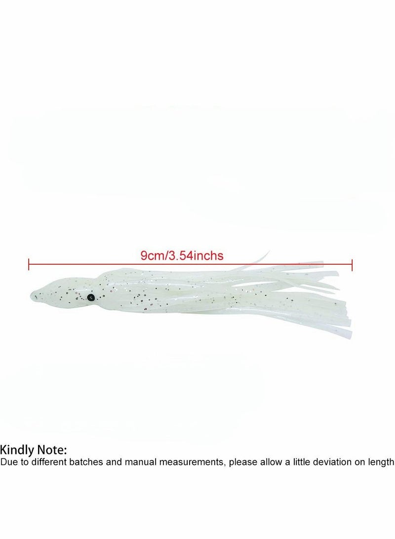 Excefore جوارب السكويد لصيد السمك المتوهجة طُعم لامع للأخطبوط طُعم صيد بلاستيك ناعم لصيد الباس والسلمون والتروت، 9 سم/3.54 بوصة، عبوة من 10 - Image 3
